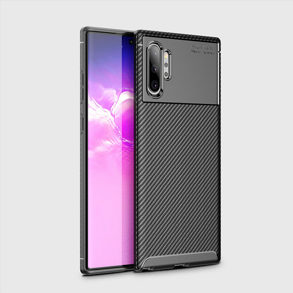 For Samsung Galaxy Note 10 Carbon Fiber Rubber Case TPU Slim Matte Cover