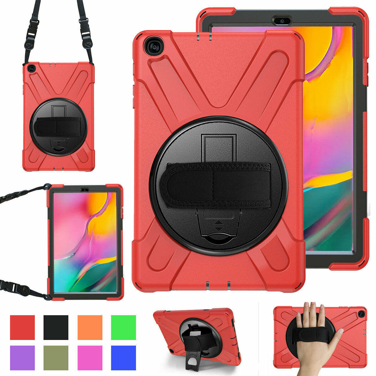 For Samsung Tab A 10.1 SM-T510 T515 2019 Tablet Shockproof Rotating Stand Case-8 Colors