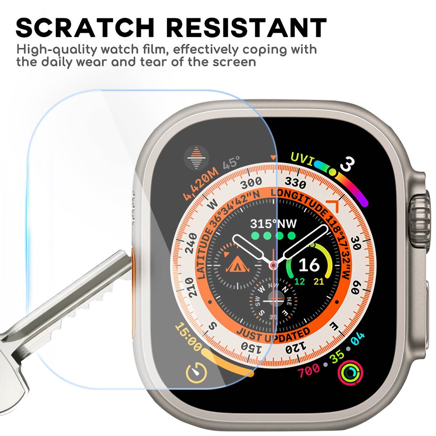 [2 Packs]For Apple Watch Ultra iwatch 49mm Full Coverage Tempered Glass Screen Protector