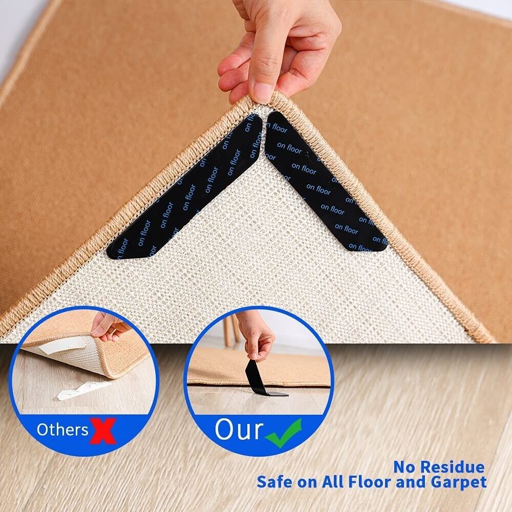 Rug Grippers Reusable Anti Skid Non Slip Washable Grip Floor Carpet NEW