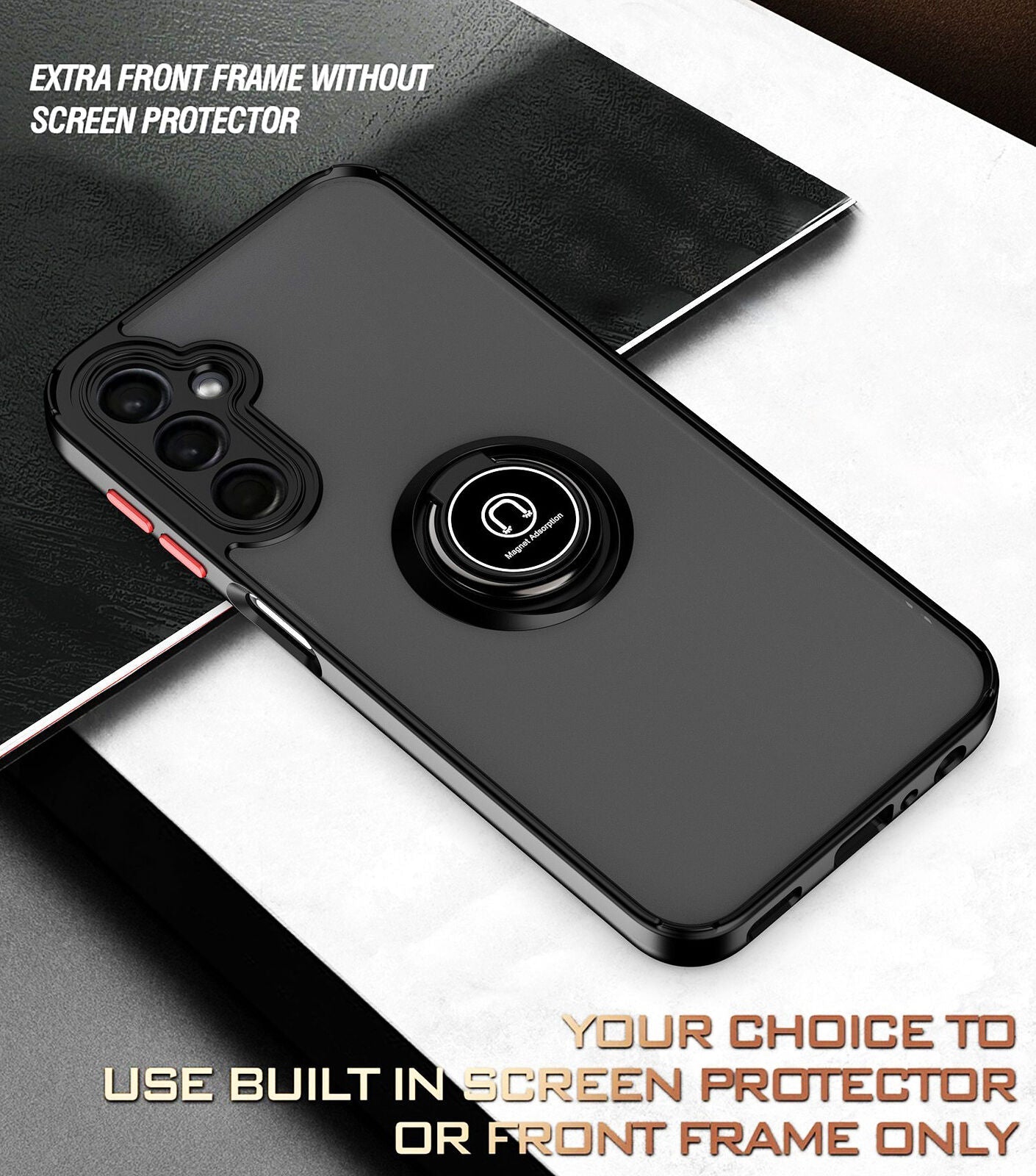For Samsung Galaxy S24 Plus Ultra Magnetic Matte Ring Shockproof Cover