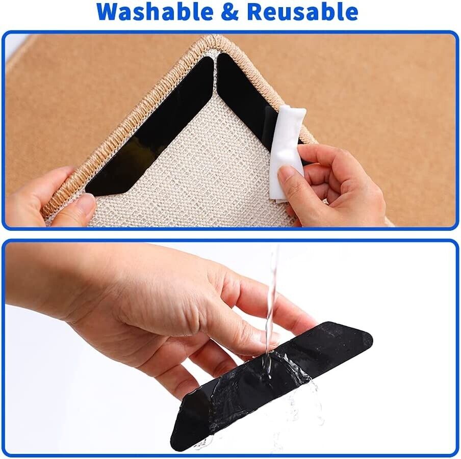 Rug Grippers Reusable Anti Skid Non Slip Washable Grip Floor Carpet NEW