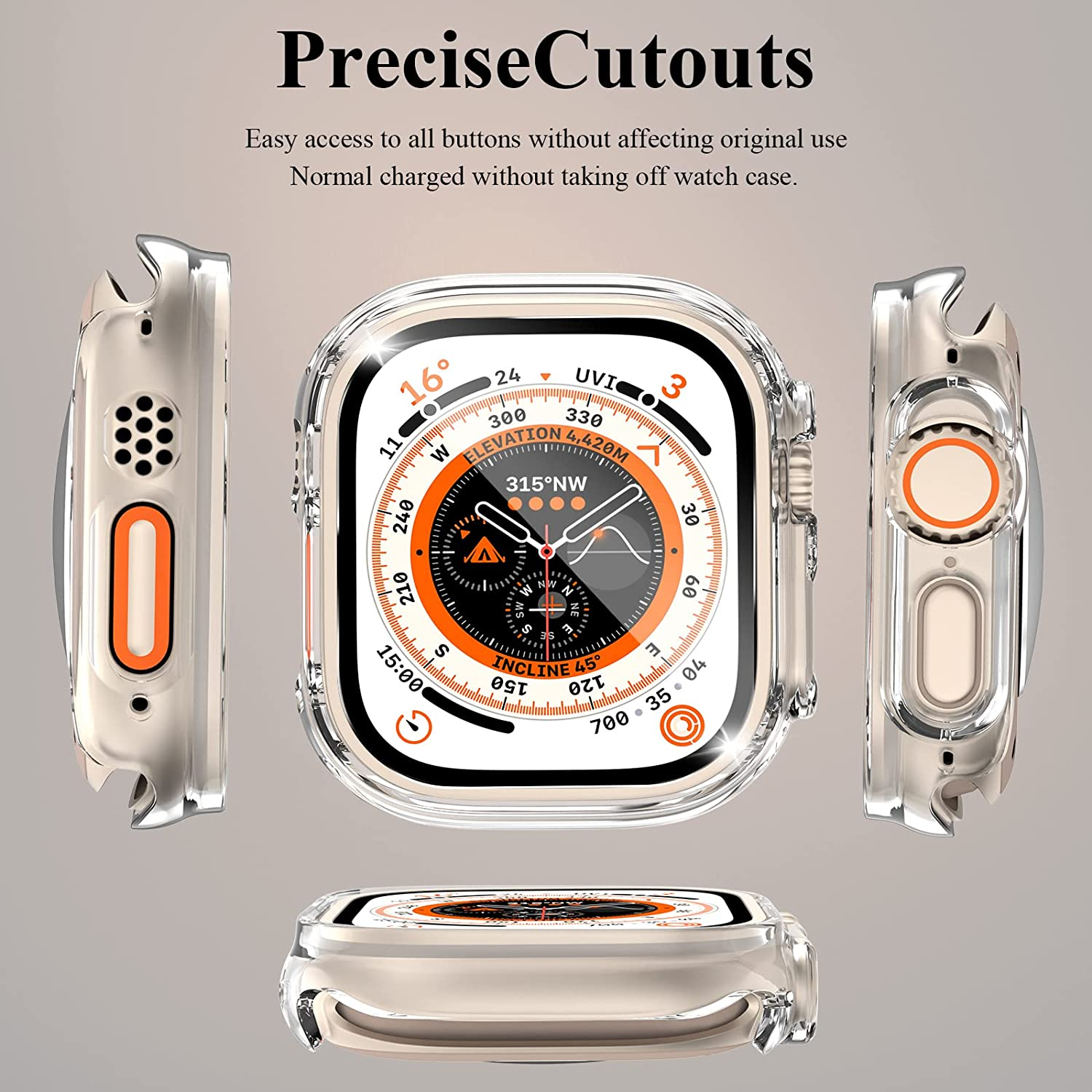 For Apple Watch Ultra 49mm 2022 Full Tempered Glass Screen Protector Case Cover