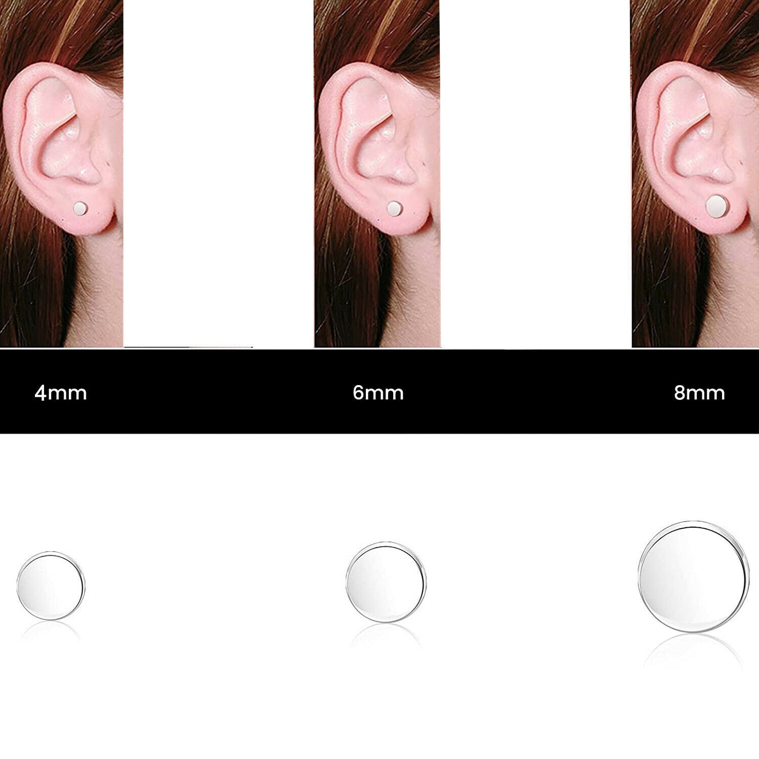 1/3 Pairs Black Flat Round Barbell Stud Earrings Stainless Steel Men Women Gym