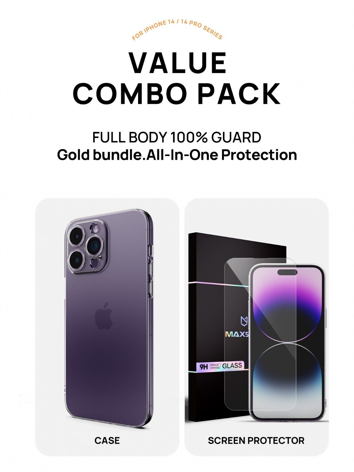 For Apple iPhone 14 Pro Max Plus Case Shockproof Clear Ultra Slim Soft TPU Cover+Screen Protector