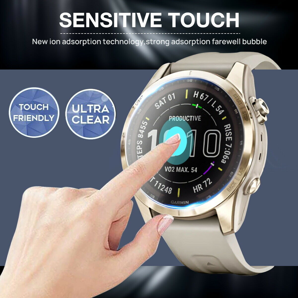 For Garmin Fenix 7 7S 7X Solar Sapphire Tempered Glass Screen Protector Cover