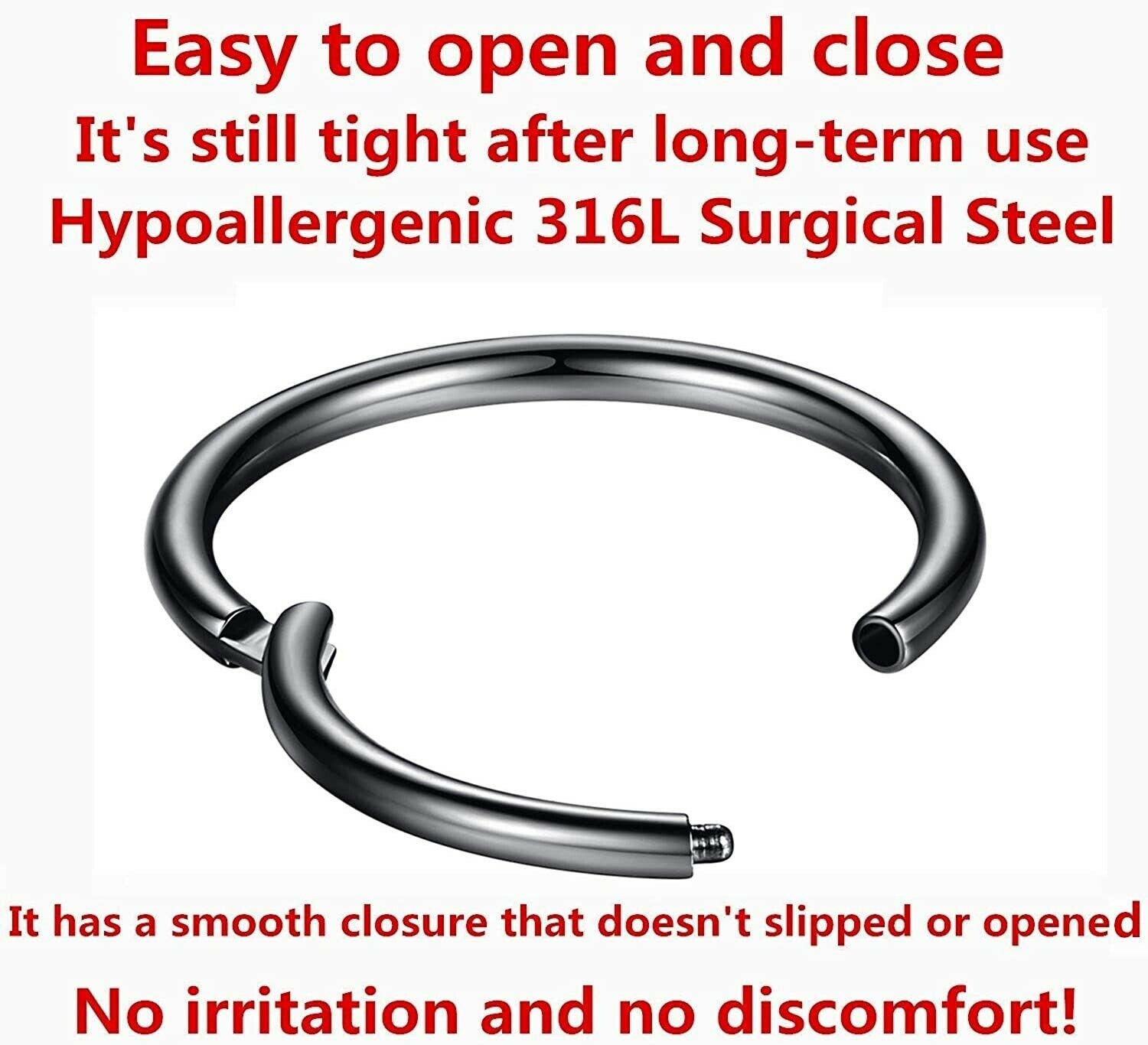 2X Nose Lip Ear Ring Hoop Rings Surgical Body Piercing Earring Stud 6 MM