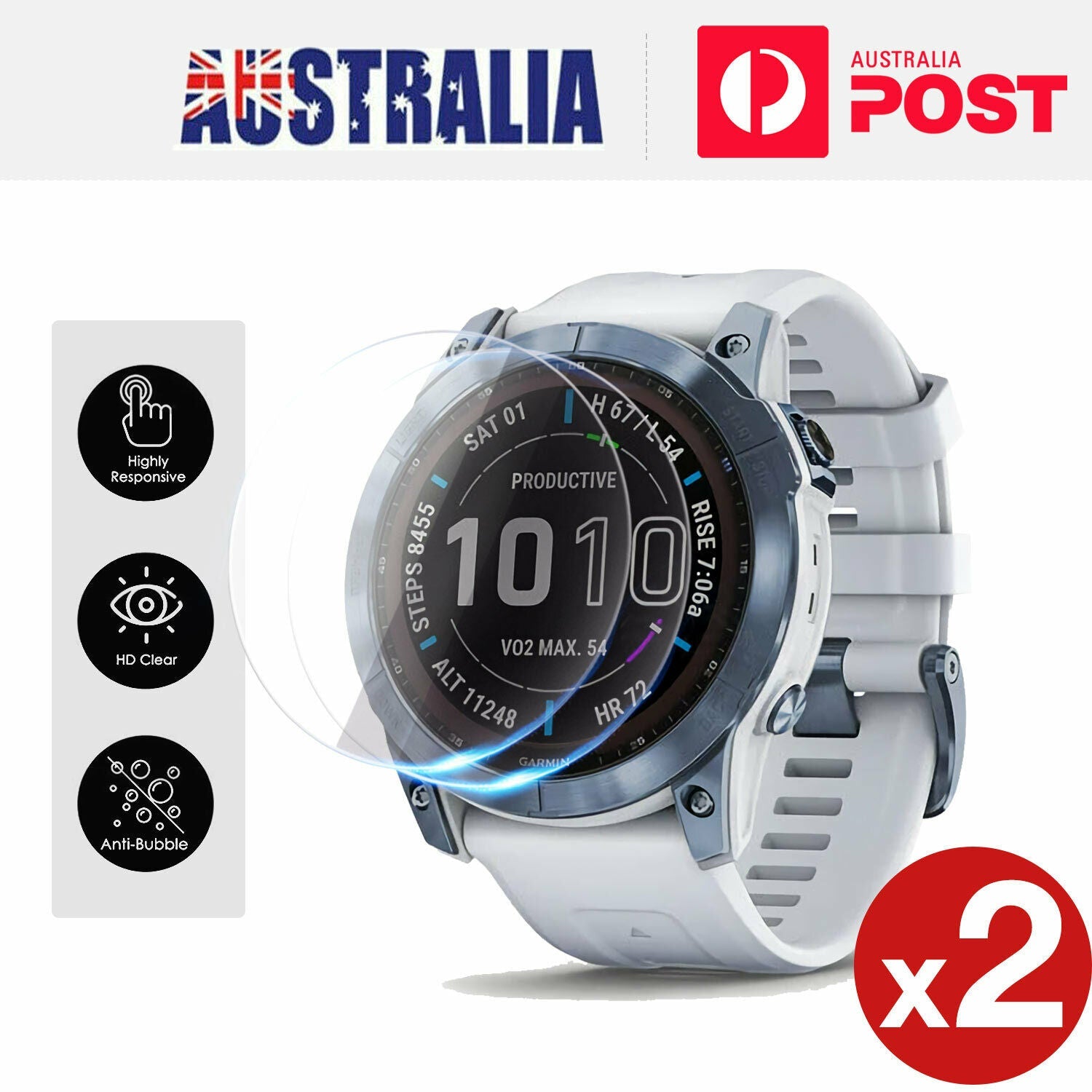 2x For Garmin Fenix 7 7S 7X Solar Sapphire Tempered Glass Screen Protector Cover