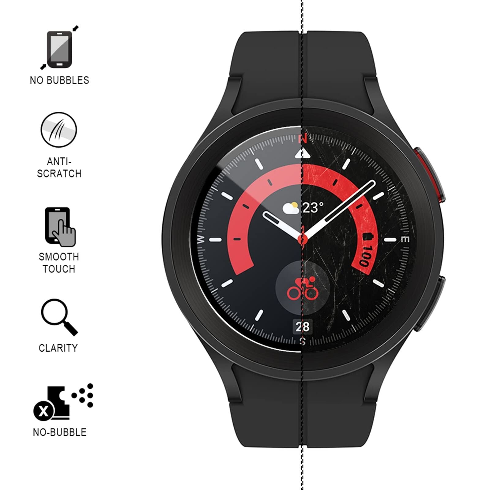 [3 Packs]For Samsung Galaxy Watch 5 Pro 45mm Full Coverage Screen Protector 3D HD