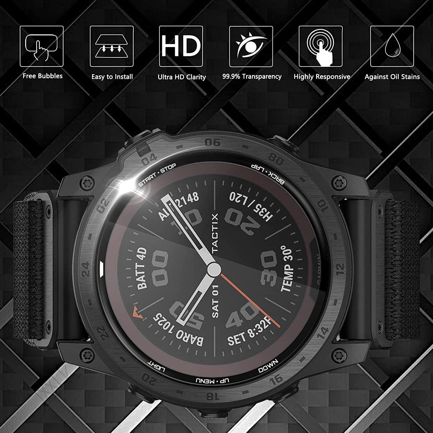 3x For Garmin Tactix 7 Pro 3D Screen Protector Full Cover Hydrogel Film Cable