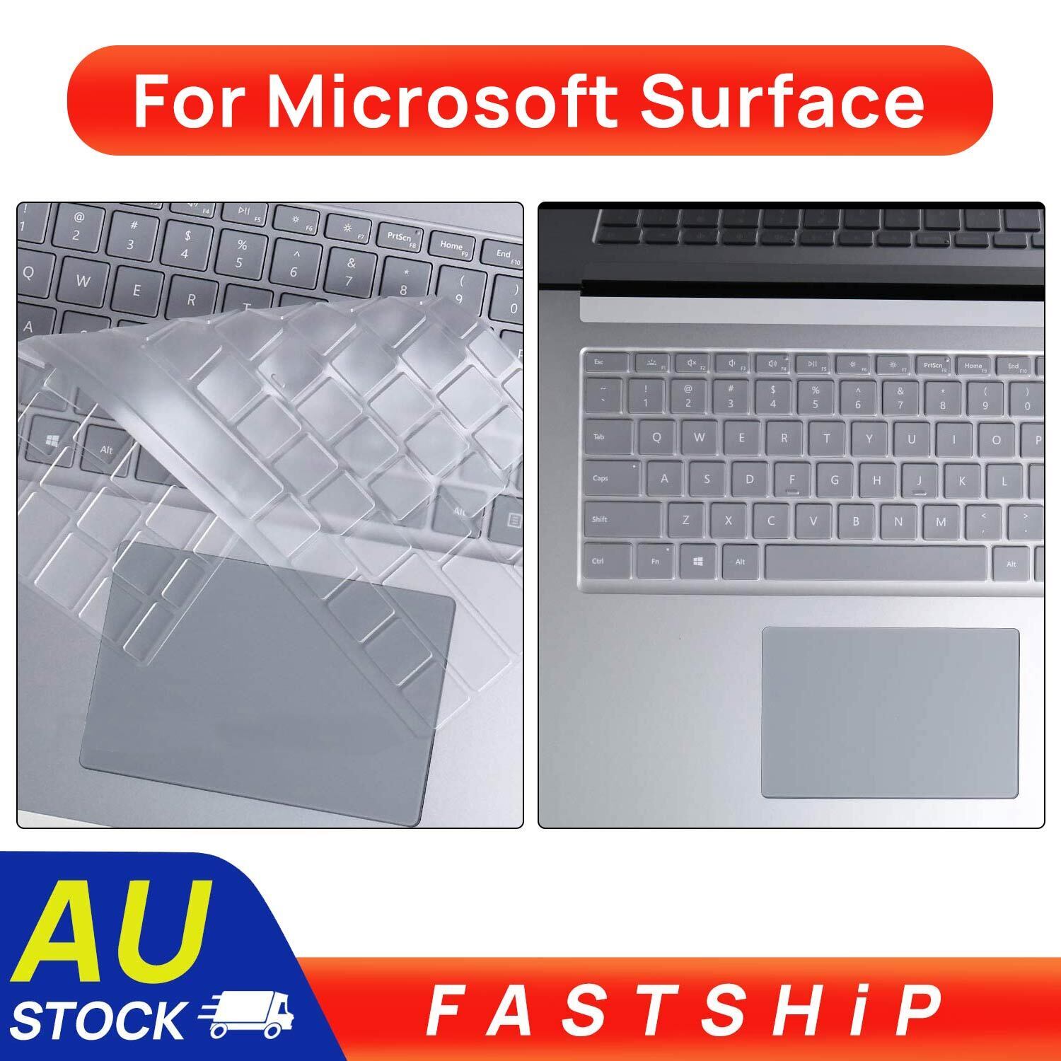 For Microsoft Surface Go 6 7 Book 2 3 Clear Keyboard Cover