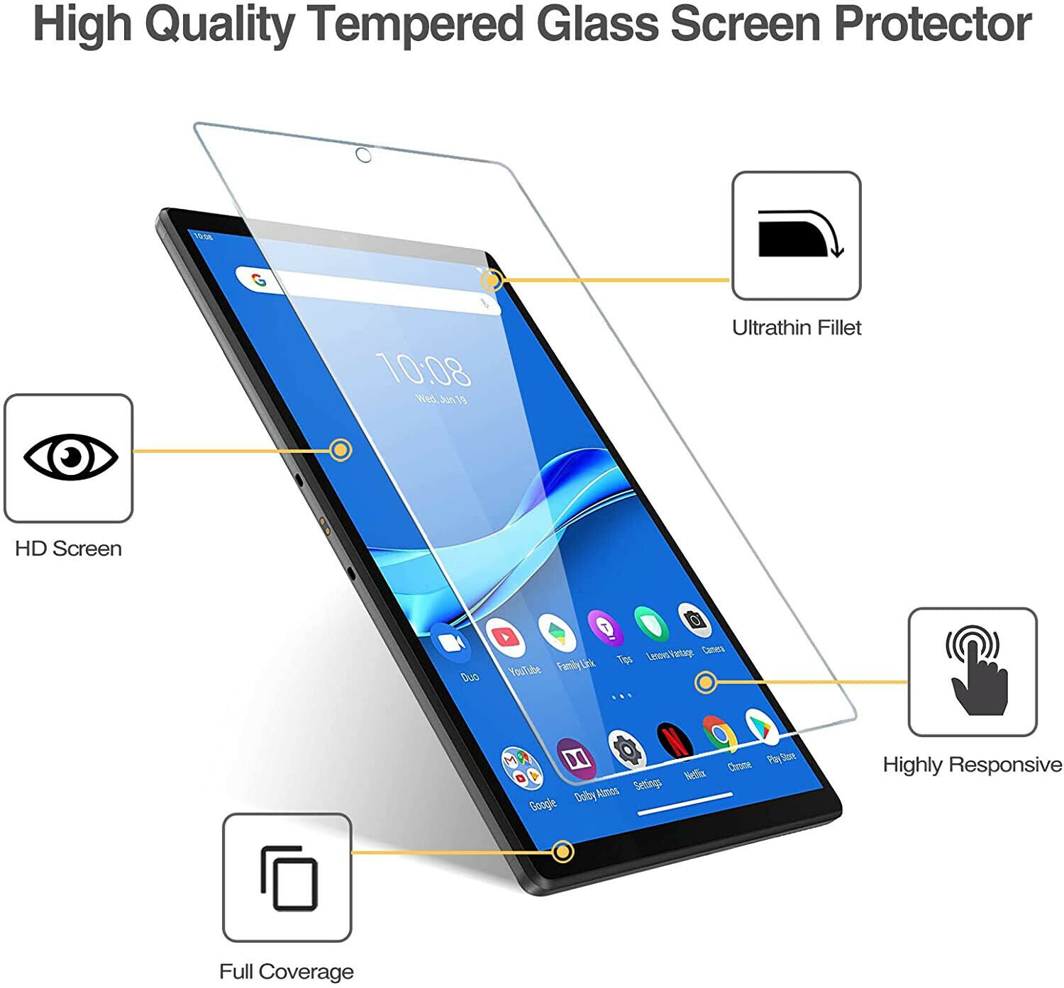 For Lenovo Tab M10 Plus 3rd Tempered Glass Screen Protector Flim