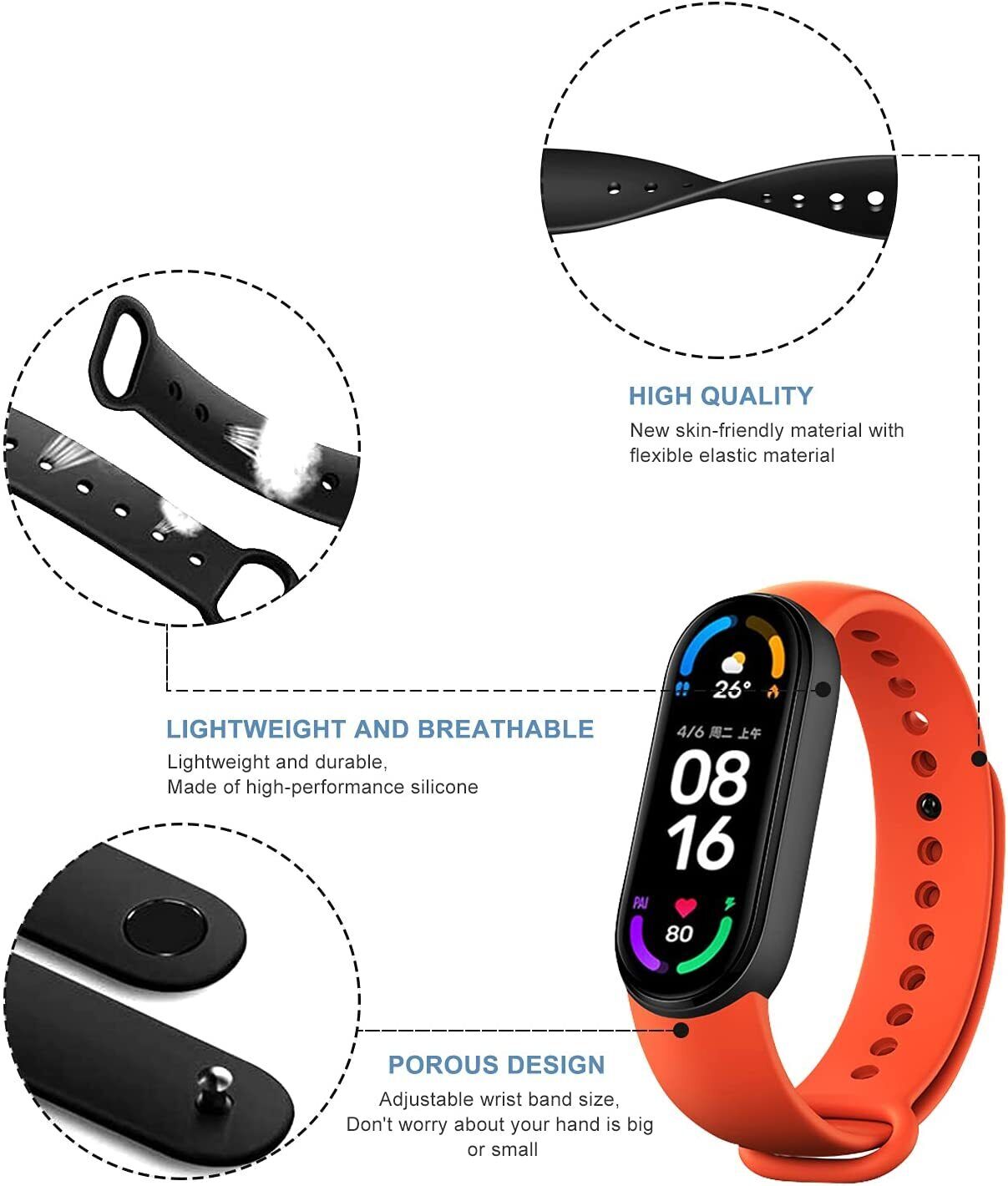 For Xiaomi Mi Band 3/4 Band Strap Replacement Silicone Wrist Watchband