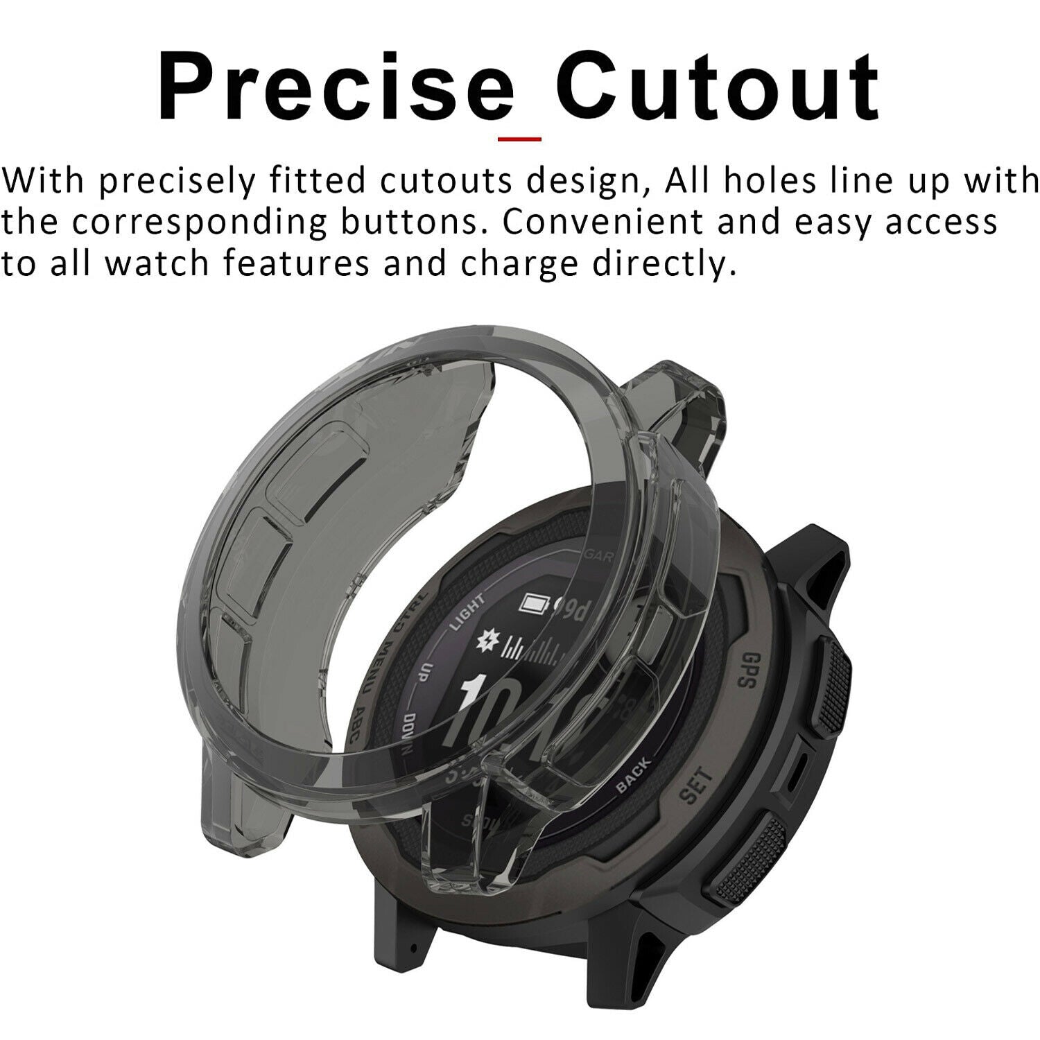 For Garmin instinct 2 2S Clear Case Cover Shockproof Shell Charging Cable AU