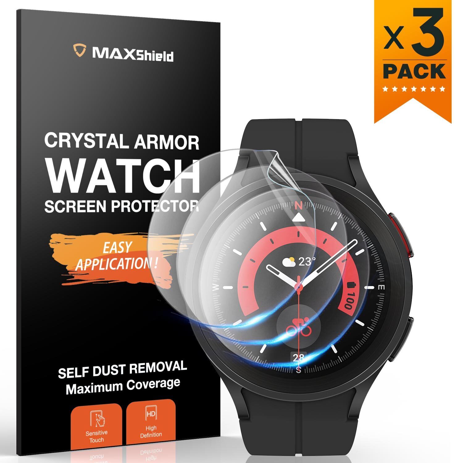[3 Packs]For Samsung Galaxy Watch 5 Pro 45mm Full Coverage Screen Protector 3D HD
