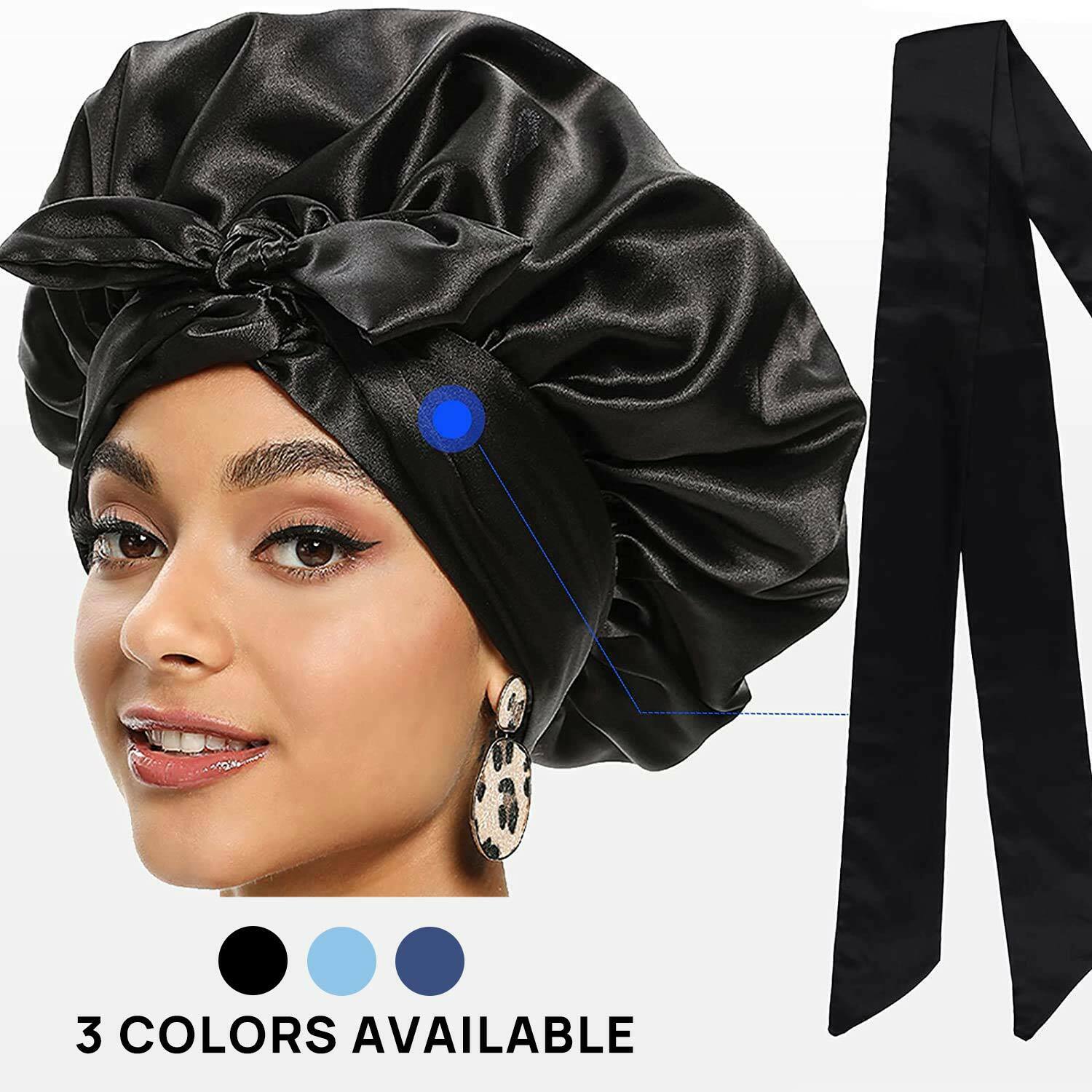 Sleeping Bonnet Hair Wrap Silk Satin Cap Women Elastic Night Soft Hat Headwear