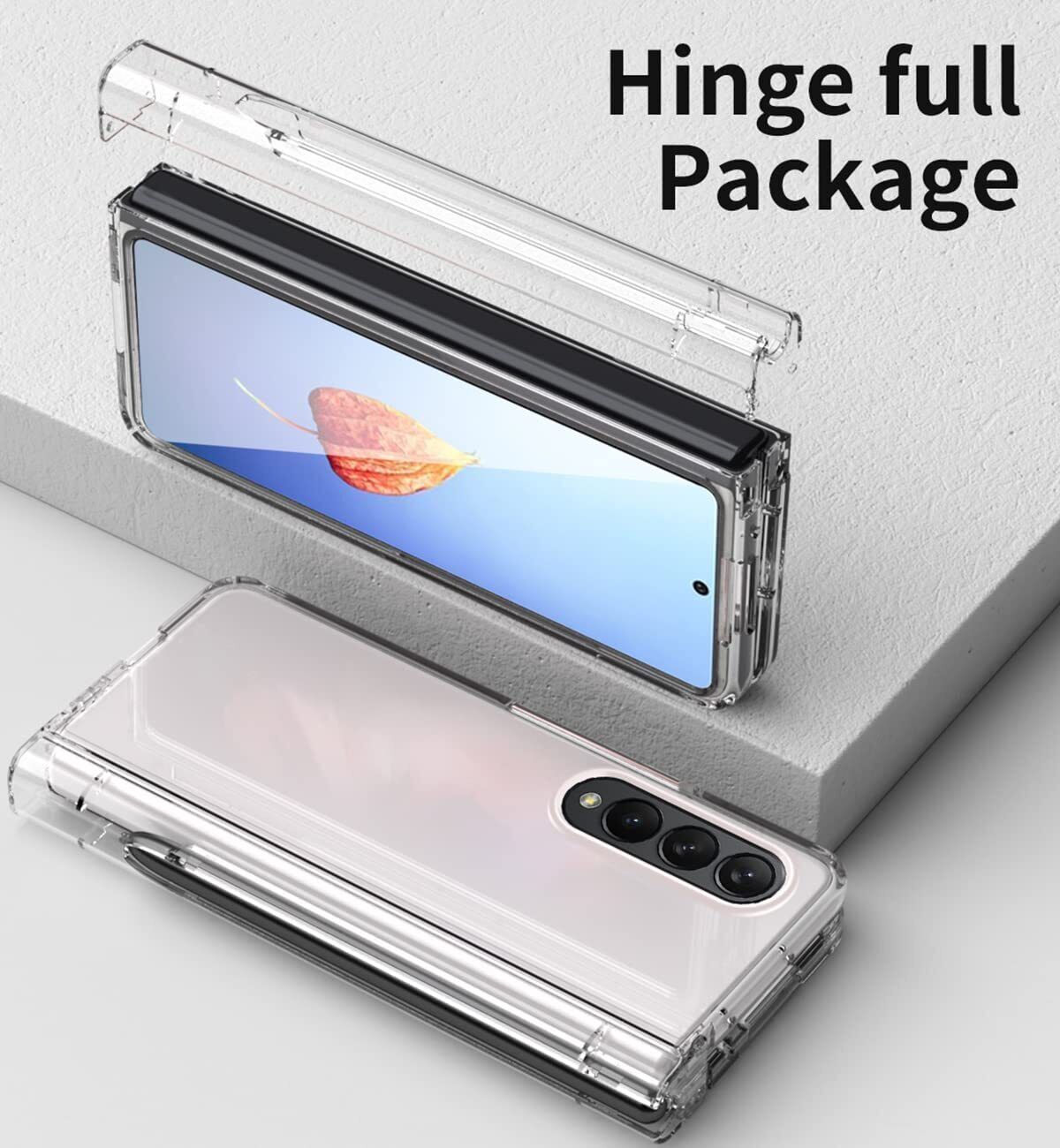 For Samsung Galaxy Z Fold 5 4 5G Case Clear Shockproof Cover Built-in S Pen Holder