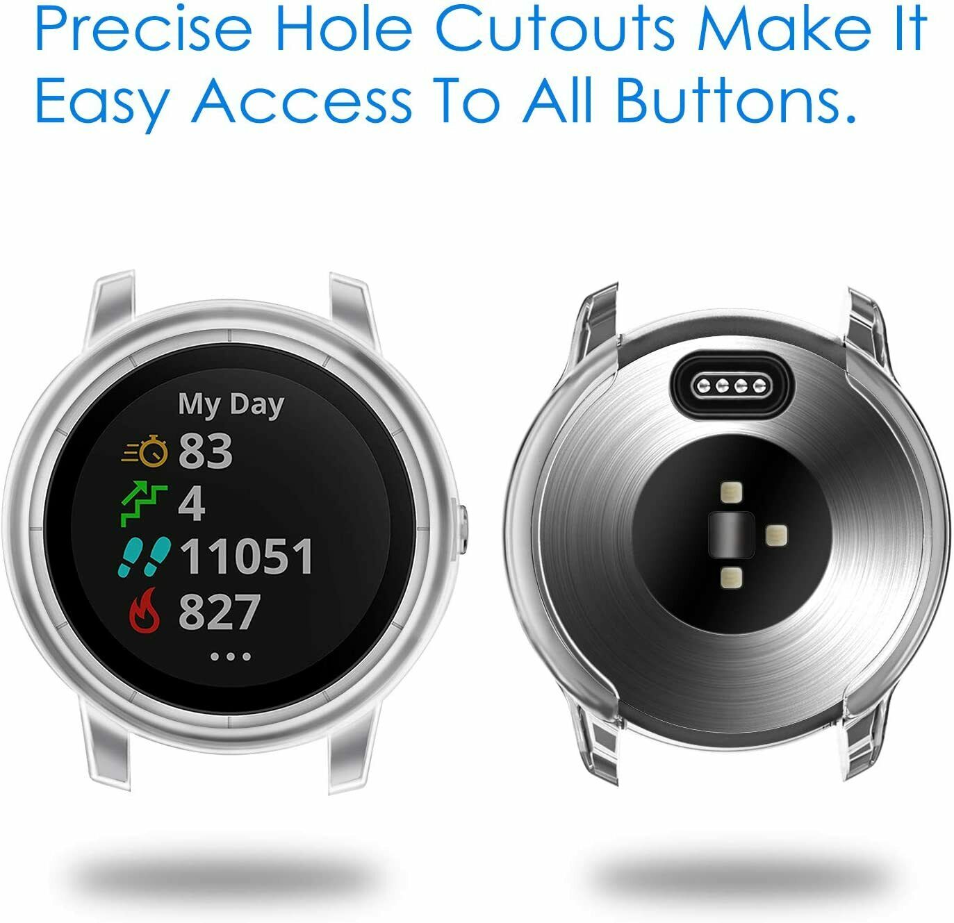 For Garmin Vivoactive 3 Case Cover Shockproof Clear Shell Charging Cable AU