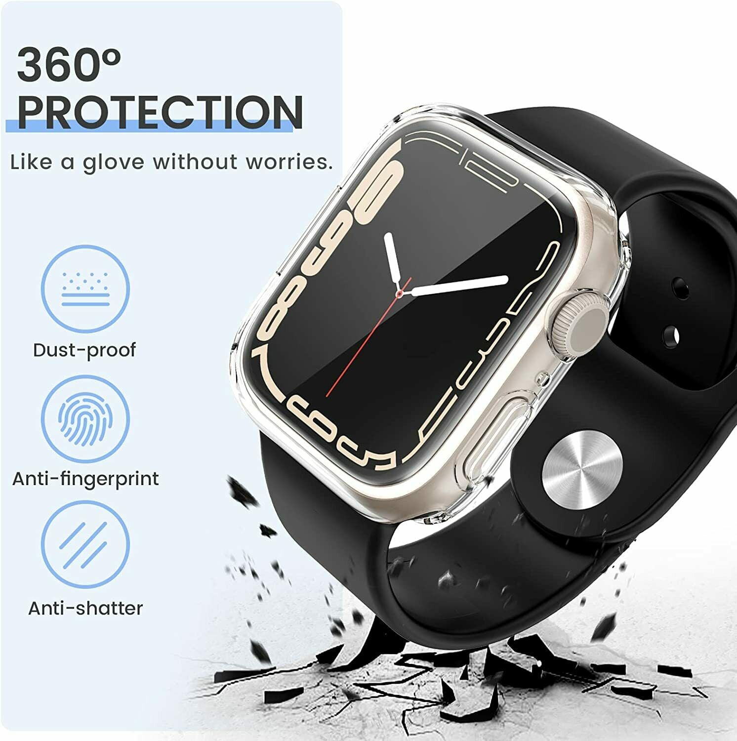 For Apple Watch Series 7 SE 44/40mm Bumper Case Cover Screen Protector
