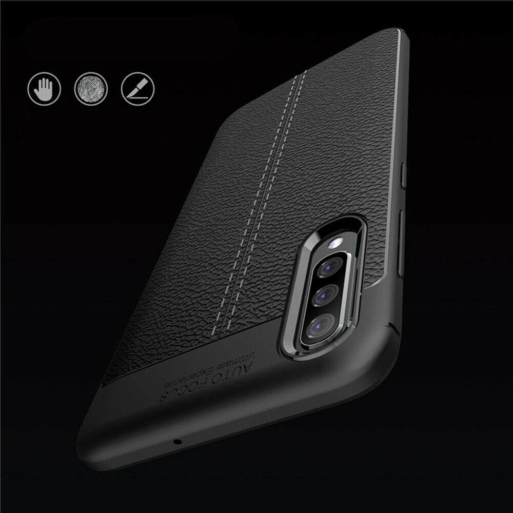 For Samsung A30 Luxury Ultra Slim Leather Rubber Shockproof Case Cover