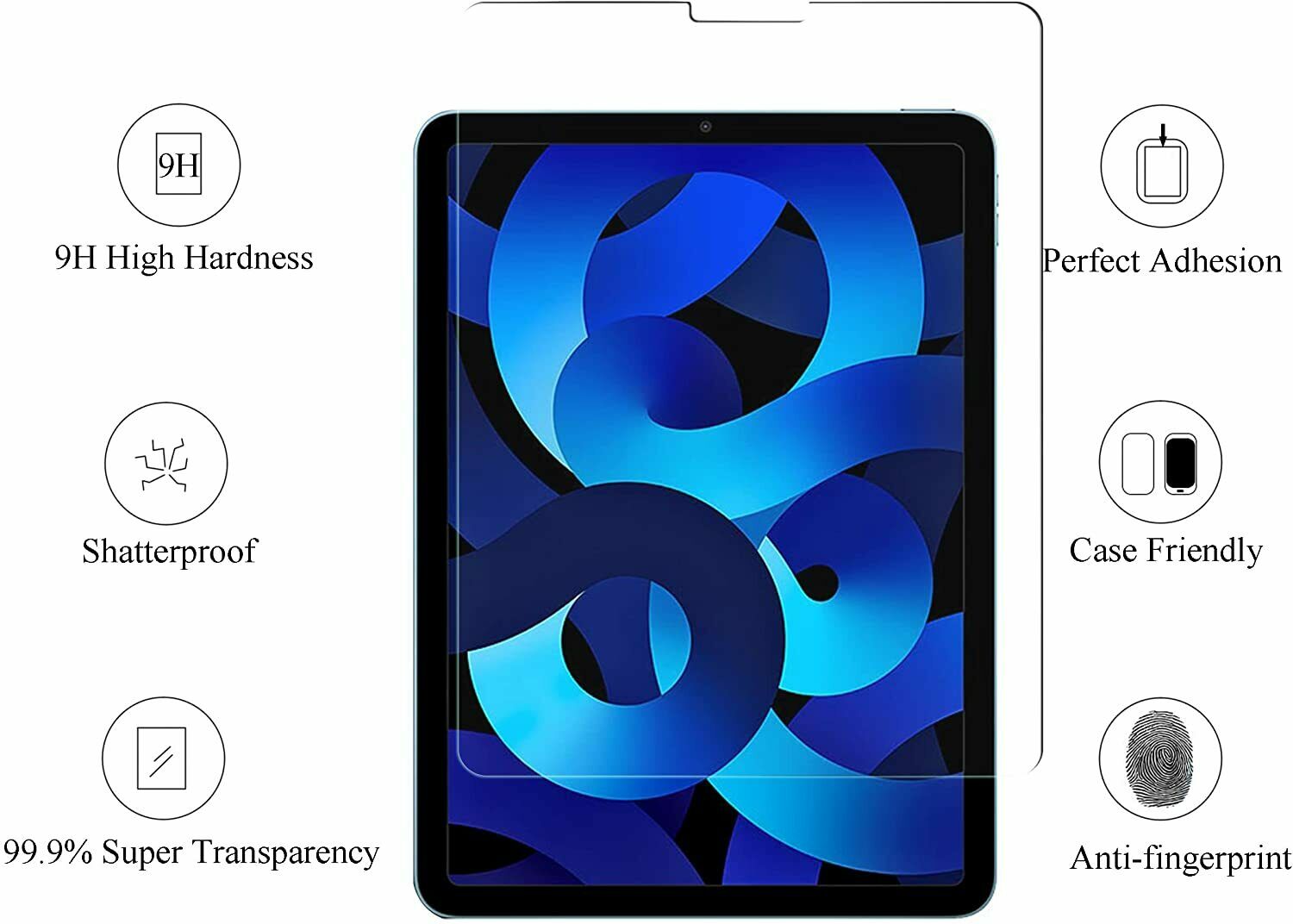 For Apple iPad 9th 10.2 Mini 6 Pro Air 5 4 Full Tempered Glass Screen Protector