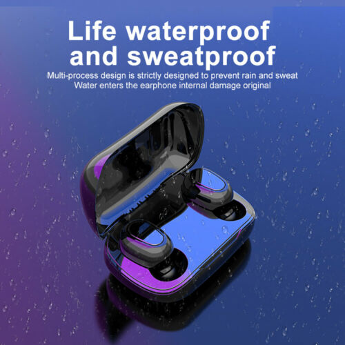 Bluetooth 5.0 Wireless Headset Earphone Waterproof Stereo TWS Headphones Earbuds-White