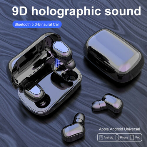 Bluetooth 5.0 Wireless Headset Earphone Waterproof Stereo TWS Headphones Earbuds-Black