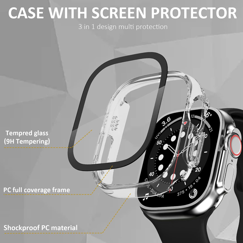 For Apple Watch Ultra 8 7 6 SE Glass Case Cover Screen Protector