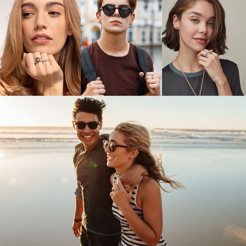 Anti-anxiety Spinner 35 Designs Fidget Rotating Stainless Steel Rings Band Black