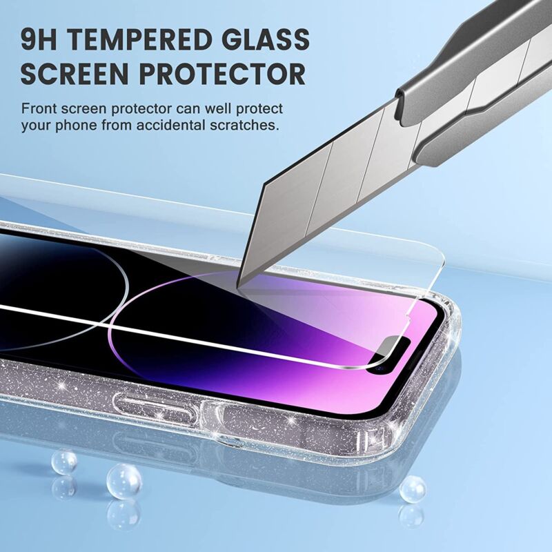 Fr Apple iPhone 14 Pro Max Plus Case Shockproof Crystal Clear Glitter Soft Cover