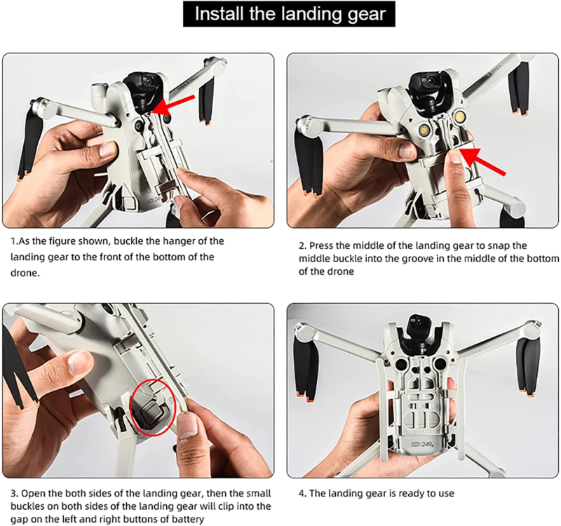 Foldable Extended Landing Gear For DJI Mini 3 Pro Drone Accessories + Protector