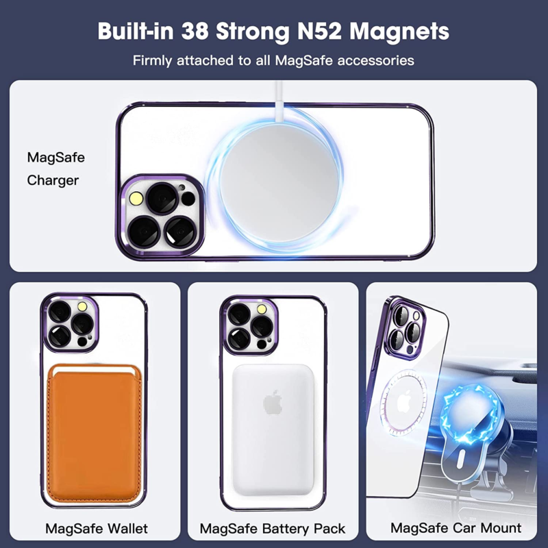For iPhone 11 Series Magnetic Magsafe Case Clear Shockproof Case Cover