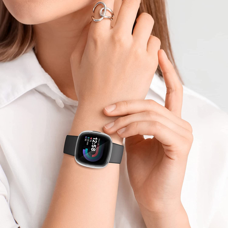 [1 Pack] For Fitbit Versa 4 3 Sense 2 Case TPU Soft Shockproof Cover Screen Protector