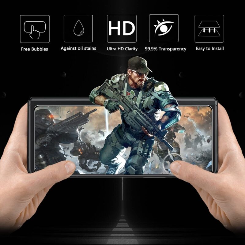 MAXSHIELD For Galaxy Z Fold 5 Tempered Glass Screen Protector Case Friendly