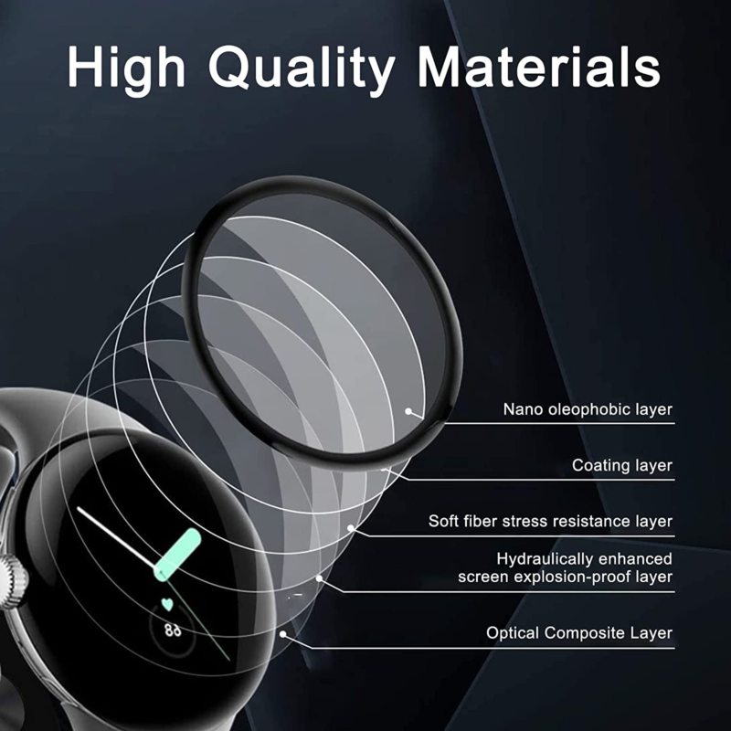 [3 Packs] For Google Pixel Watch Screen Protector 3D Full Cover Hydrogel Clear Film