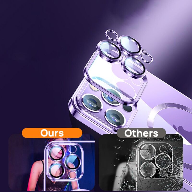 For iPhone 13 14 Pro Max Plus Case Clear Mag safe Plating TPU Magnetic Slim Cover