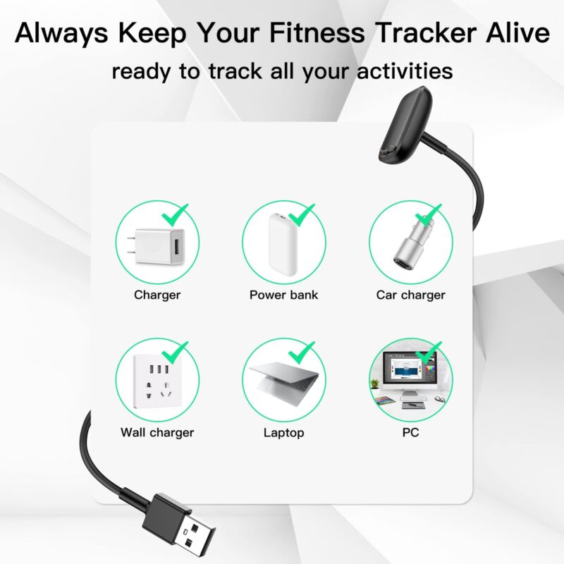 1M USB Cord Charger Charging Cable For Fitbit Charge 4 3 2 Replacement Cables