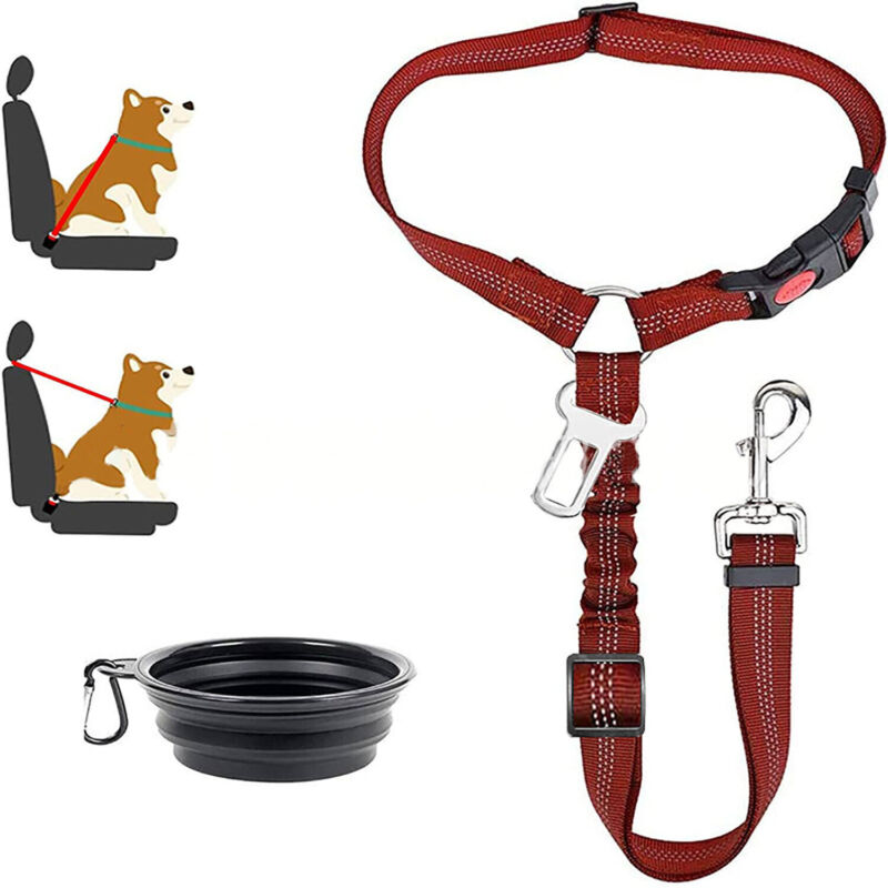 Elastic Headset Dog Car Safety Seat Belt Vehicle Lead Leash Restraint Adjustable