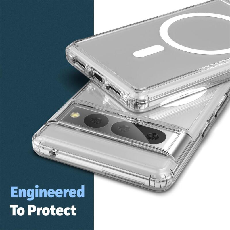 For Google Pixel 7a Magnetic Clear Case Shockproof Slim Cover Protector