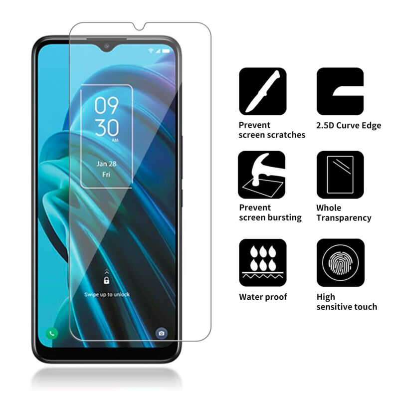 2X For TCL 30 5G Full Cover Tempered Glass Screen Protector