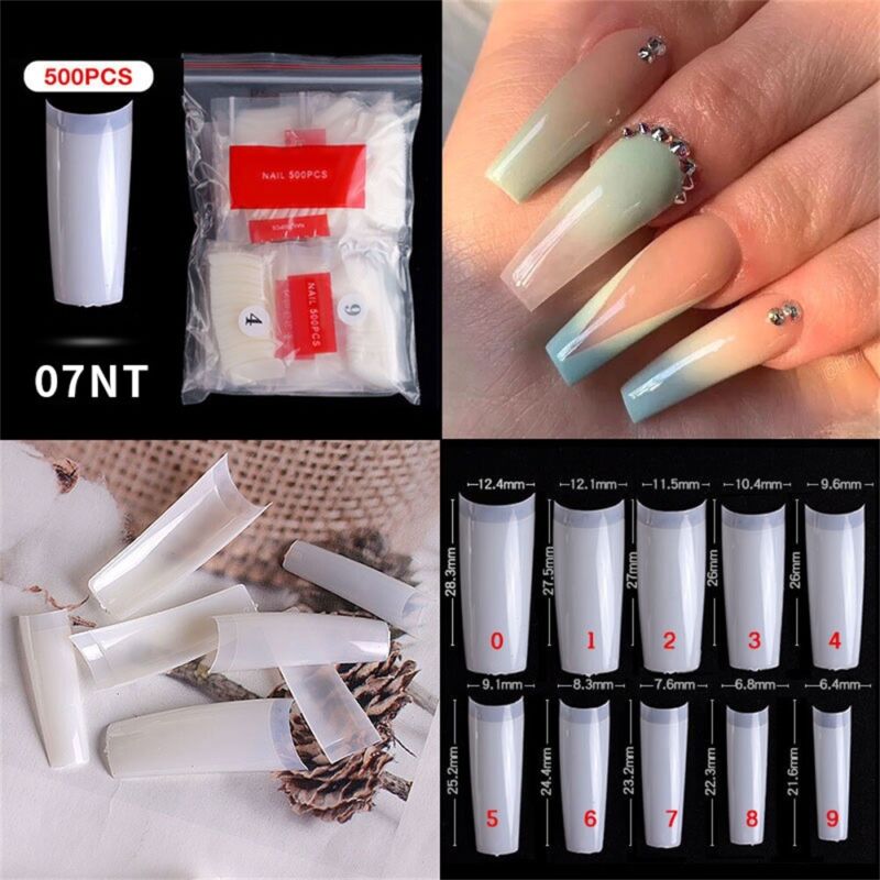 500Pcs Ballerina Nail Coffin Tips Long Art Full Cover Manicure Fake False Nails