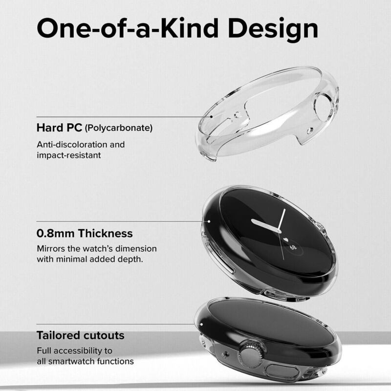 For Google Pixel Watch Case Shockproof Clear Hard Case Cover Screen Protector