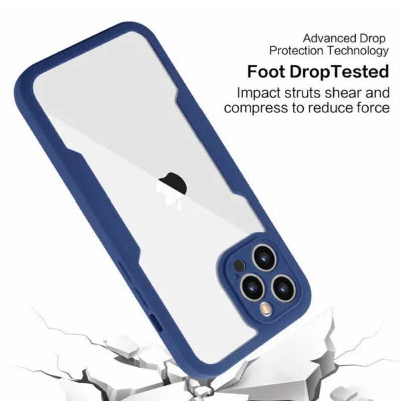 For iPhone 14 13 12 11 Pro Max  Shockproof Rugged 360 Full Body Clear Case Cover