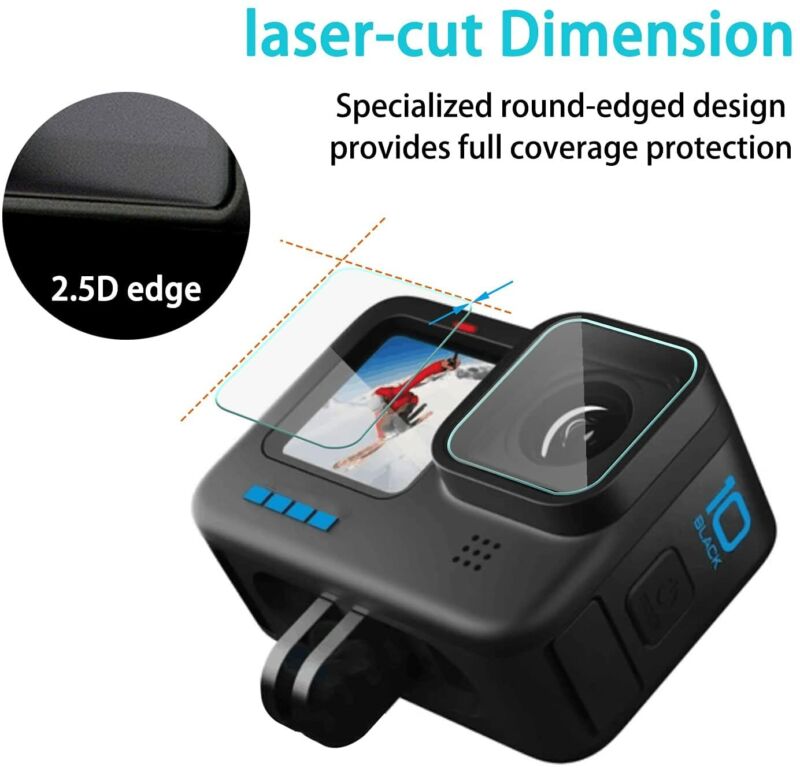 For GoPro Hero 8 11 Black Glass Camera Lens Screen protector+Lens Cover Cap