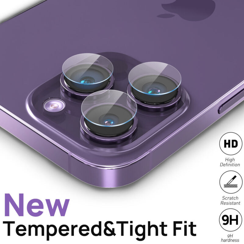 For Apple iPhone 14 Plus 13 12 Pro Max Camera Lens Rings Tempered Glass Protector