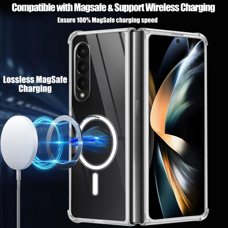 For Samsung Galaxy Z Fold 4 5G Case Magnetic Clear Shockproof Magsafe Cover