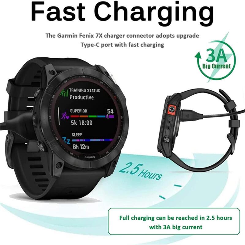 USB C Tpye C Charger Cable For Garmin Fenix 7 6 Pro Venu 2 Plus Forerunner 45 965