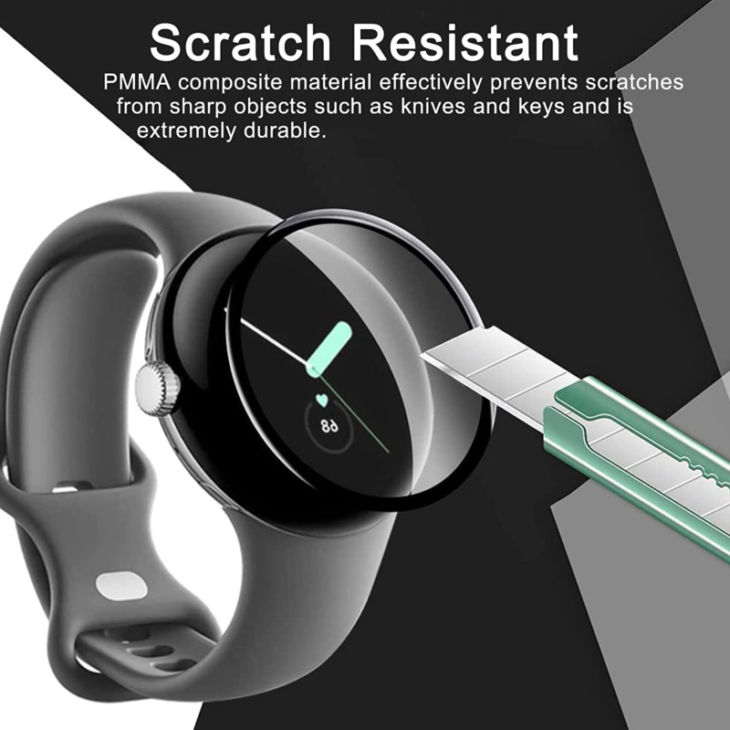 [3 Packs] For Google Pixel Watch Screen Protector 3D Full Cover Hydrogel Clear Film