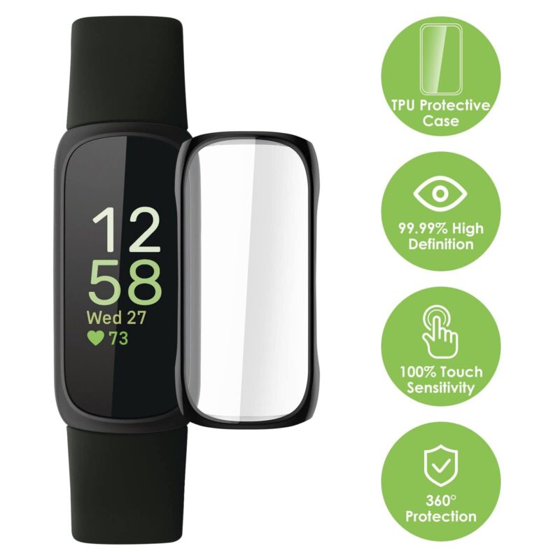 2X For Fitbit Inspire 3 TPU Full Cover Case Shockproof Bumper Screen Protector