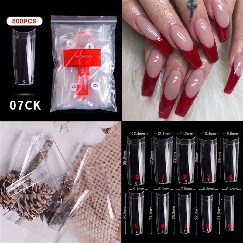 500Pcs Ballerina Nail Coffin Tips Long Art Full Cover Manicure Fake False Nails